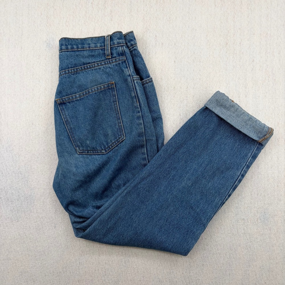 Los Angeles Apparel Heavyweight Jeans 30/31 Blue Tapered High Waist Made in USA